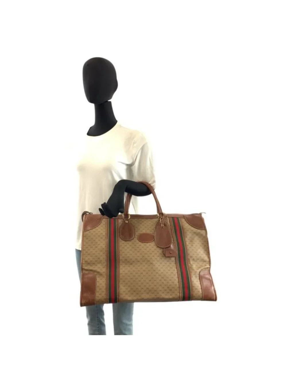 Gucci Vintage Micro GG Sherry Line Brown Boston Bag